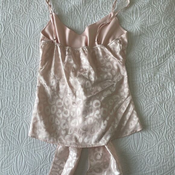 peachpuff leopard print t silk bow top pink baby pink size medium C64 - Picture 7 of 7